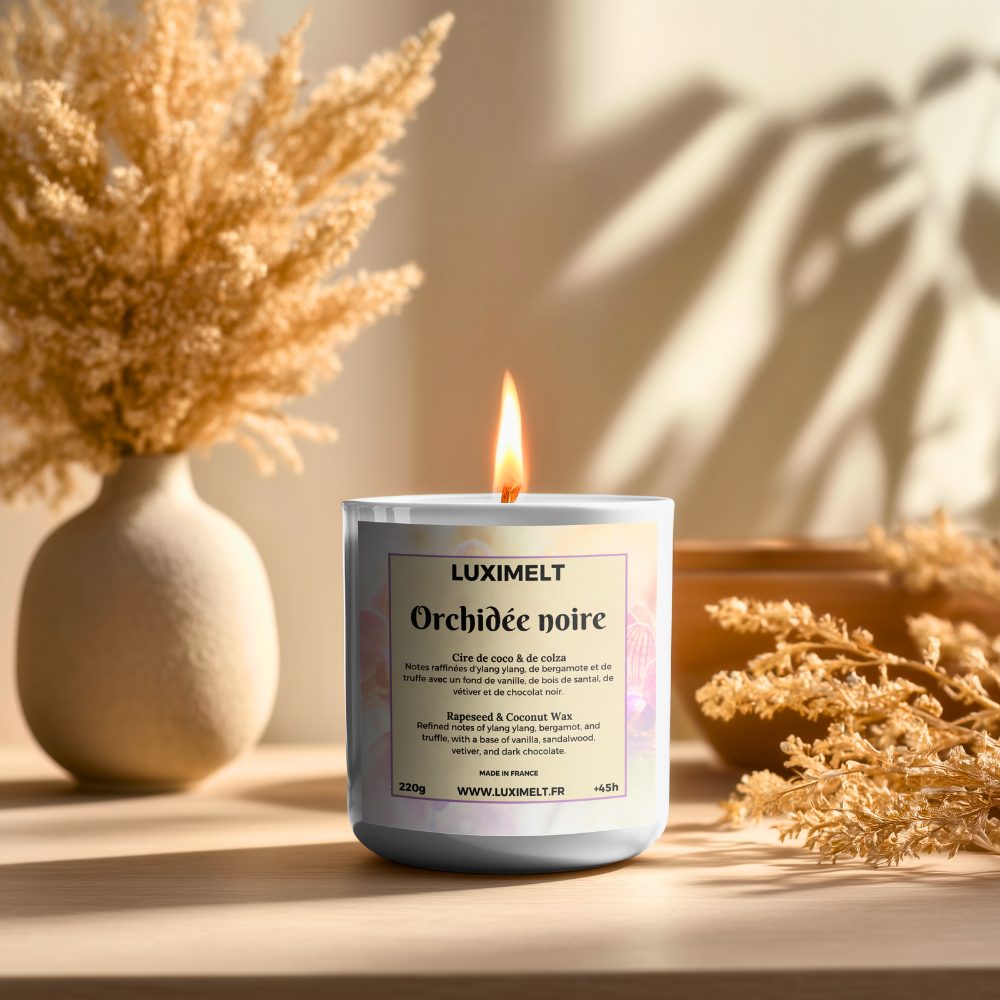 Bougie artisanale parfumée Orchidée Noire - Cire de Coco & Colza
