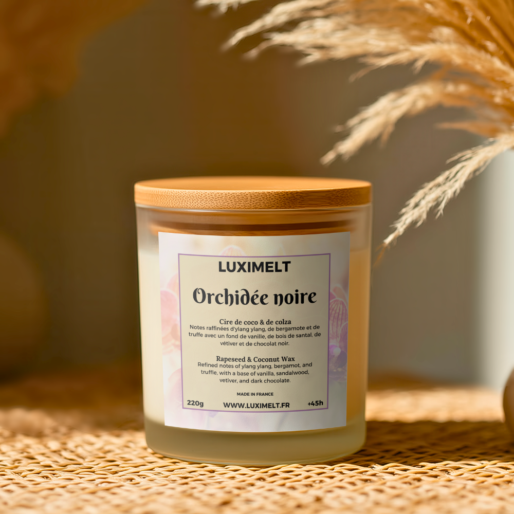 Bougie artisanale parfumée Orchidée Noire - Cire de Coco & Colza