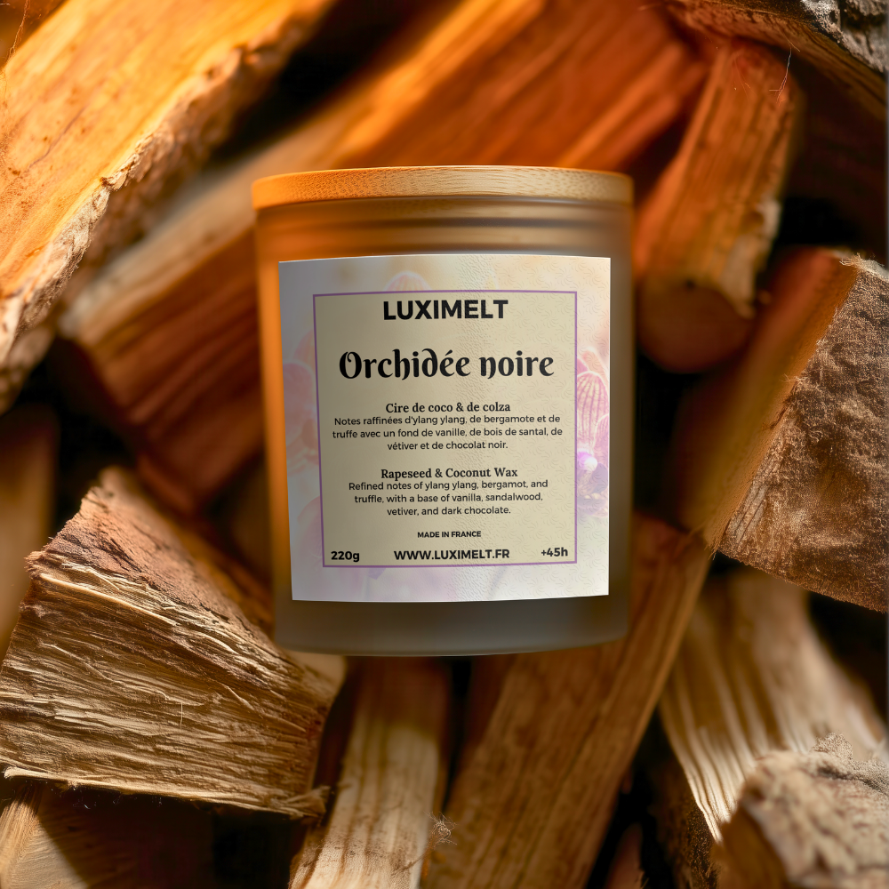 Bougie artisanale parfumée Orchidée Noire - Cire de Coco & Colza