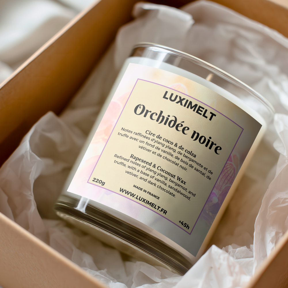 Bougie artisanale parfumée Orchidée Noire - Cire de Coco & Colza